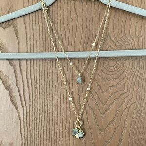 WHBM gold tone semi-precious convertible necklace